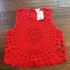 H&M Vibrant Red Crochet Crop Top